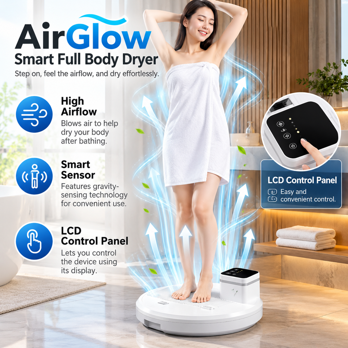 AirGlow Smart Full Body Dryer – Hands-Free Air Drying Machine