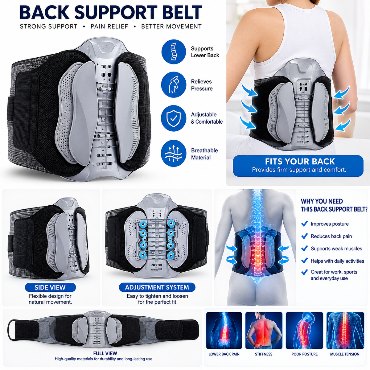 FlexiBack Lumbar Support Belt