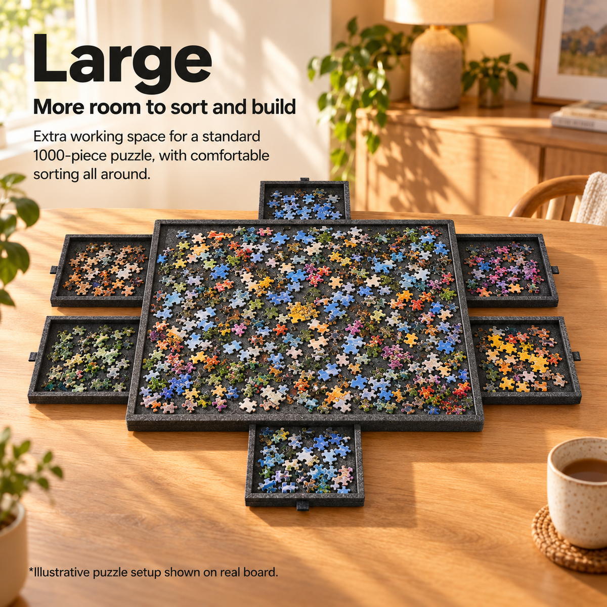 Adjustable Puzzle Board with Storage Drawers