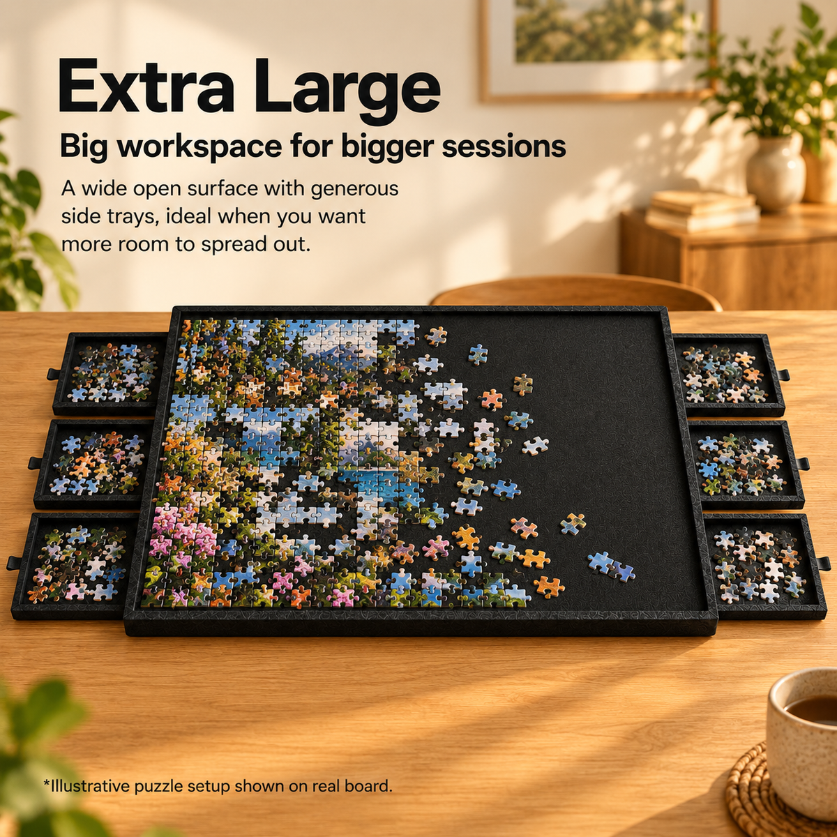 Adjustable Puzzle Board with Storage Drawers