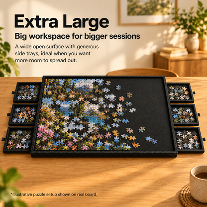 Adjustable Puzzle Board with Storage Drawers
