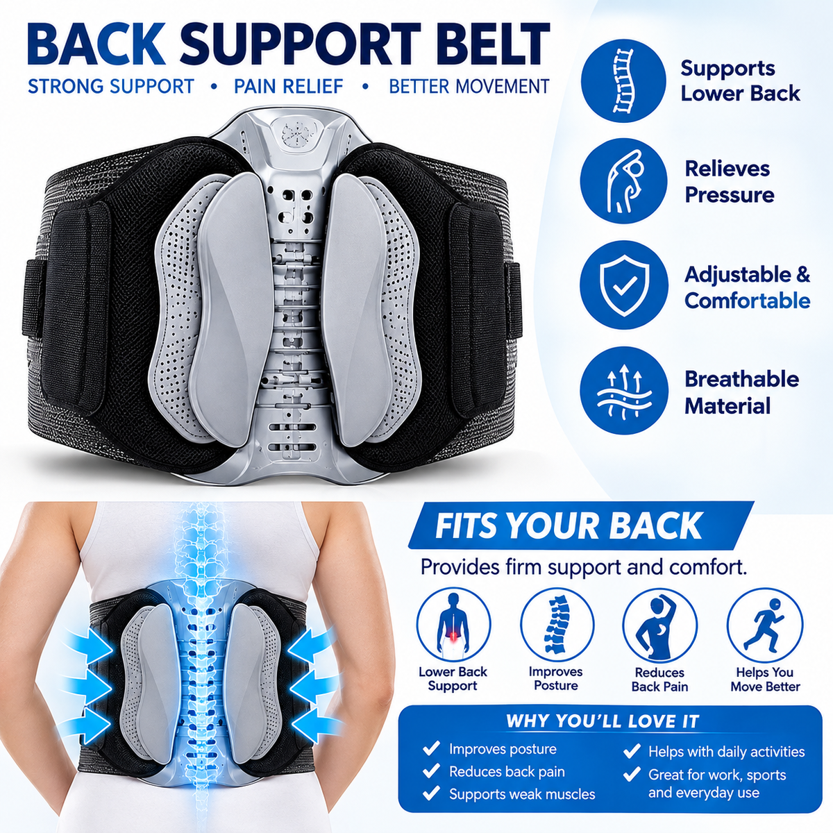 FlexiBack Lumbar Support Belt