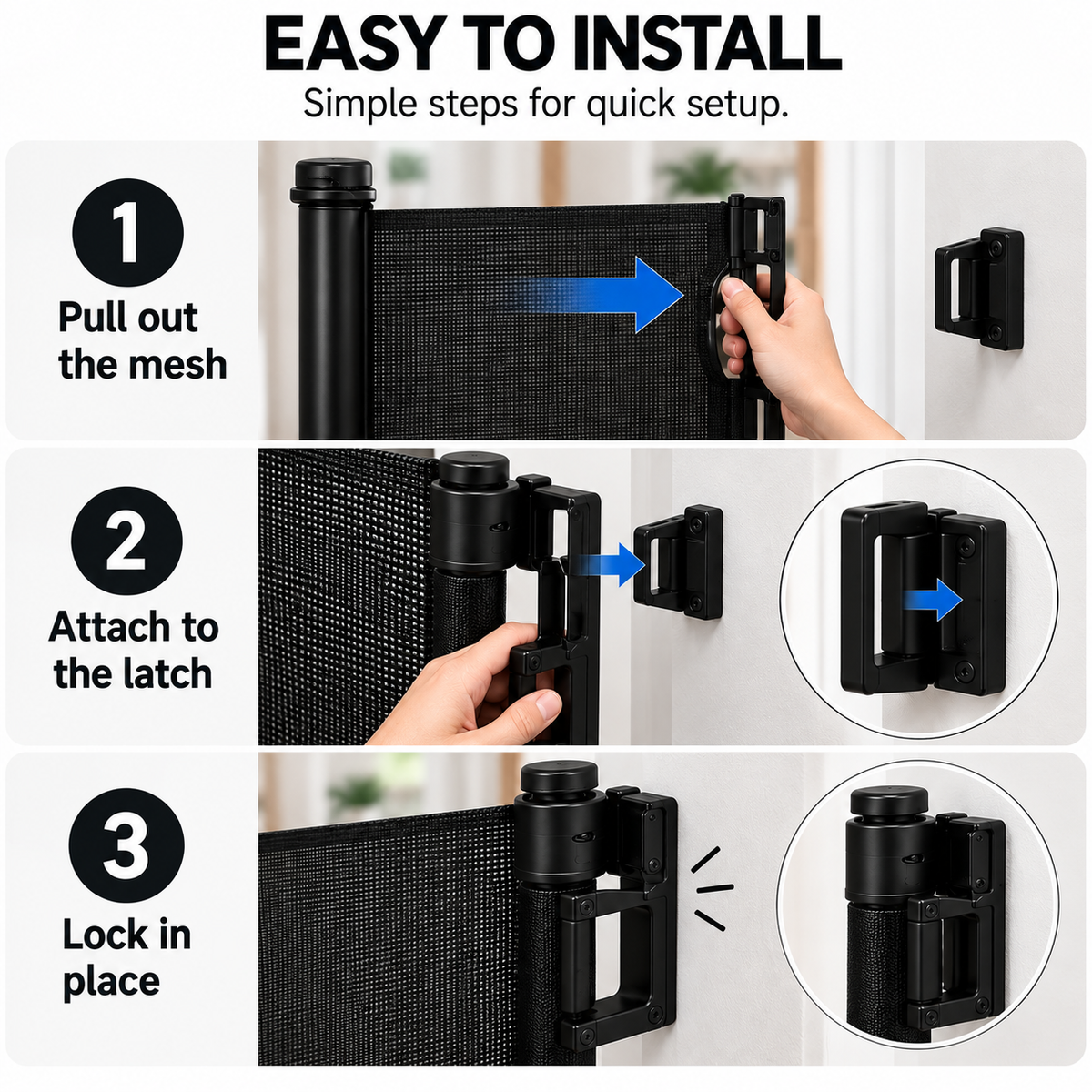 SafeGuard Retractable Baby Gate – Easy-Use Doorway & Stairway Barrier