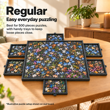 Adjustable Puzzle Board with Storage Drawers