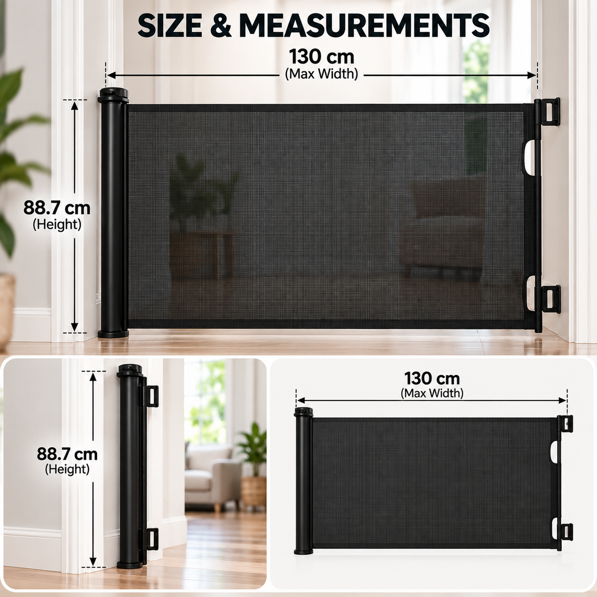 SafeGuard Retractable Baby Gate – Easy-Use Doorway & Stairway Barrier
