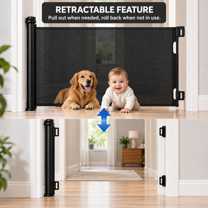 SafeGuard Retractable Baby Gate – Easy-Use Doorway & Stairway Barrier